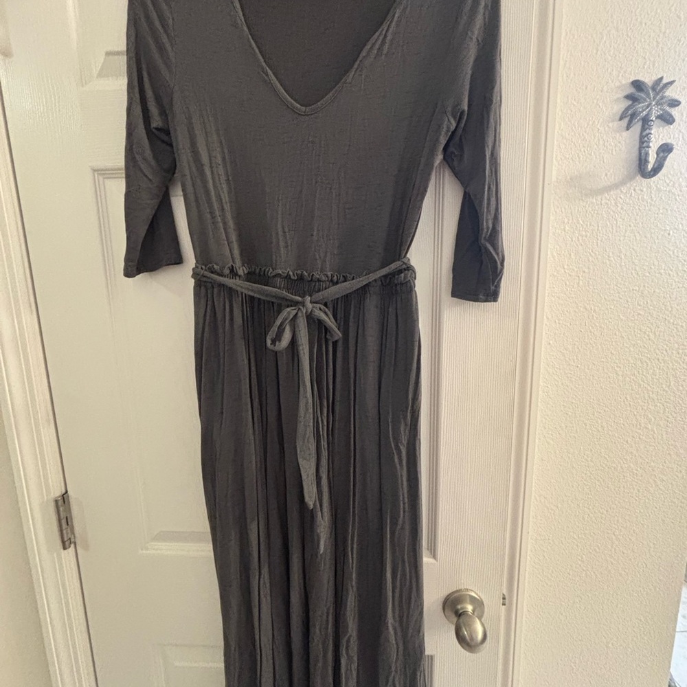 Matilda Jane dark grey heather Midi Dress with Tie Waist
